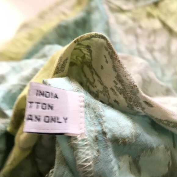 Juliet Dunn Mini Dress Womens 1 Small Green Blue Sleeveless Cotton Tiered Gold - Picture 7 of 11